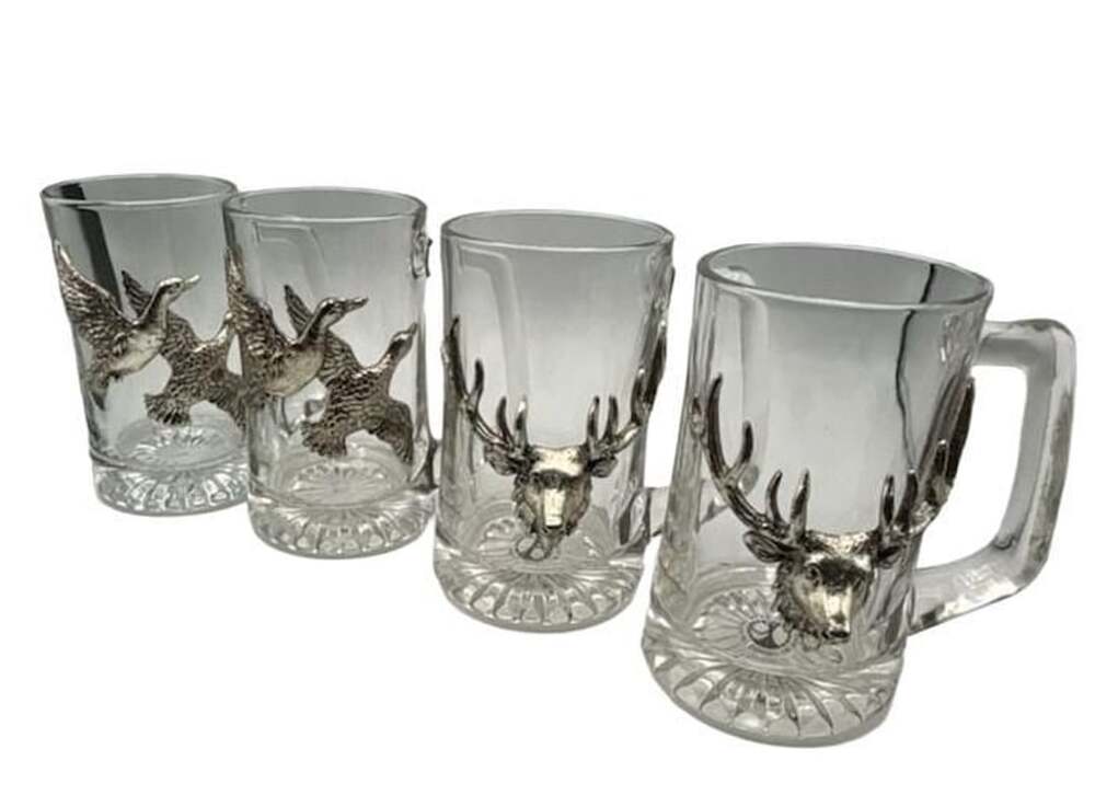 Arthur Court Designs Stag And Duck Beer Mug Set Of 4